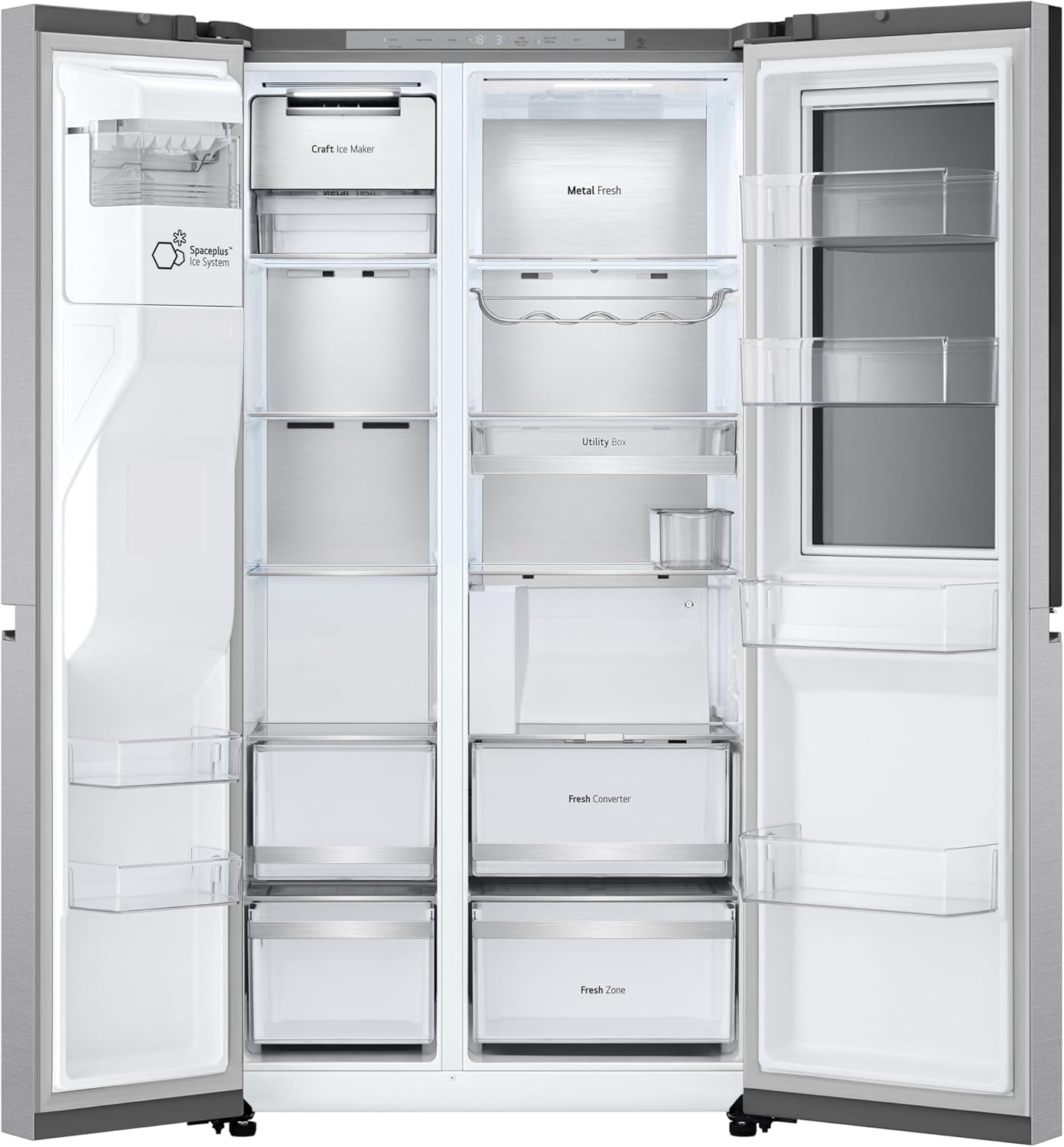 LG GSGV81PYLL Side by Side Kühlschrank, Klasse E, 635 L, Instaview, Kühlschrank mit Gefrierfach, Eis-, Crushed Ice- Wasserspender, Total NoFrost, Smart Inverter Kompressor, Wi-Fi