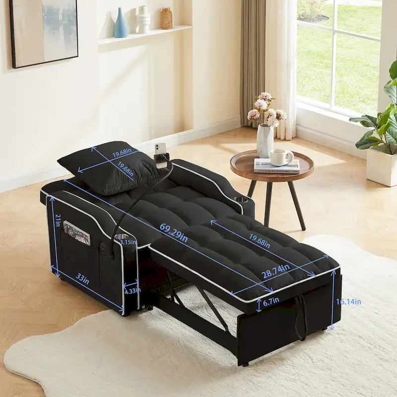Convertible Sleeper Chair Sofa Bed Adjustable