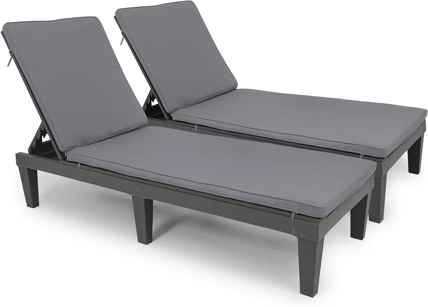 Outdoor Chaise Lounge Chairs Set of 4 with Adjustable Backrest, Sturdy Loungers for Patio & Poolside, Easy Assembly & Waterproof & Lightweight with 265lbs Weight Capacity, Black