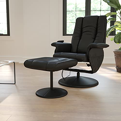 Flash Furniture Massage Black Leather Recliner Poltrona massaggiante reclinabile e ottomana Base Rivestita in Pelle, Metallo, Nero, 83.82 x 63.5 x 45.72 cm : Amazon.it: Casa e cucina