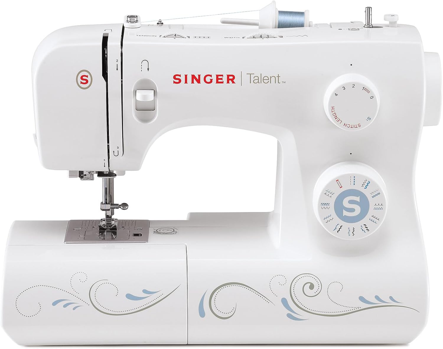 2026 Singer Maquina De Coser Mecanica Talent 3323-30 Puntadas Utilitarias, Puntadas Ojal Totalmente Automático de un Paso, Zig-Zag Hasta 6mm, Enhebrado Automático, Maquina De Coser Profesional, Blanco
