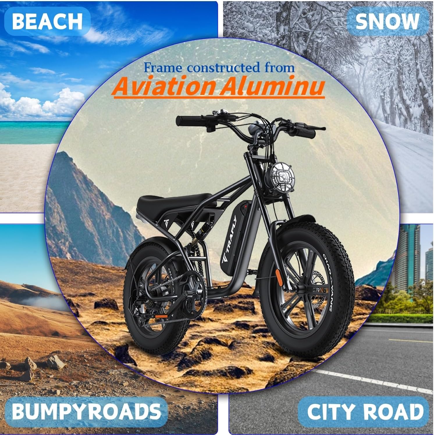 Adult e-bike,1500 Watt E-bike, 48V16Ah Removable Battery,All-Terrain 20-inch Wide-Tire E-Bike, Top Speed 32 MPH, Range 75 Miles, Aerospace Aluminum Alloy, Suspension System,Automatic Cruise Control