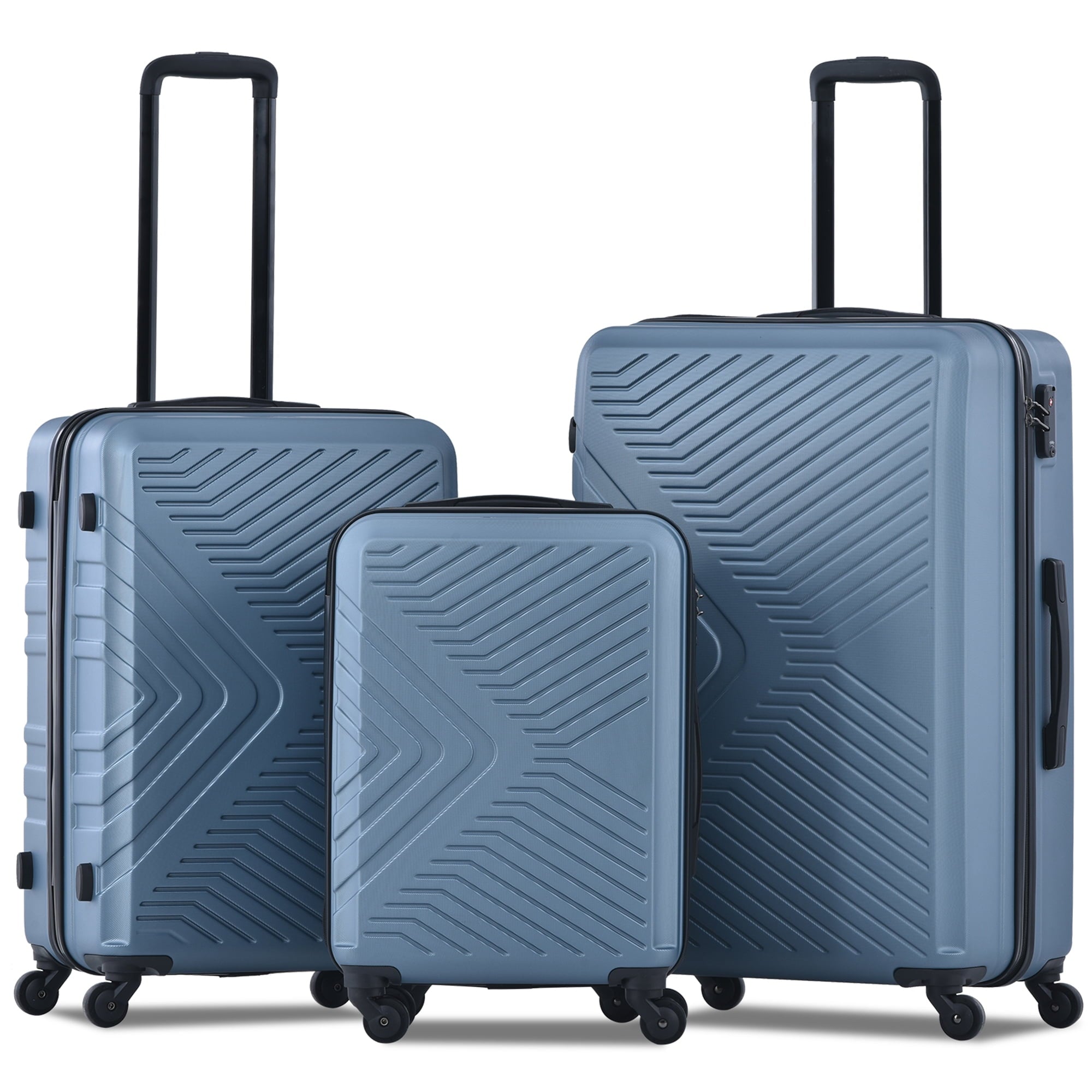 Travelhouse 3 Piece Hardshell Luggage Set Hardside Lightweight Suitcase with TSA Lock Spinner Wheels 20in24in28in.(Black)