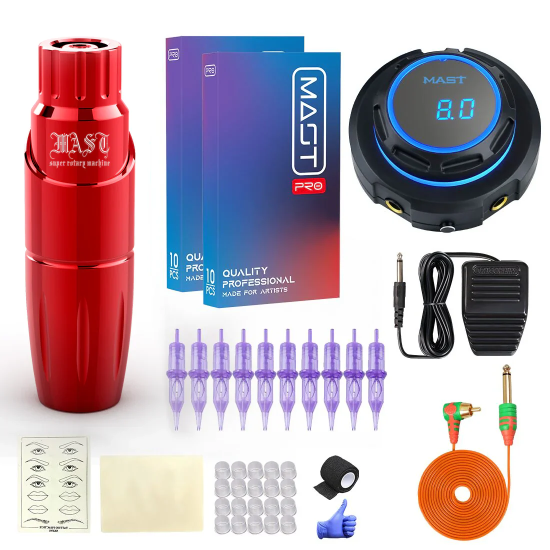 Kit de Máquina de Tatuaje Mast Tour con Máquina Rotativa Tour Pen y Fuente de Alimentación Halo