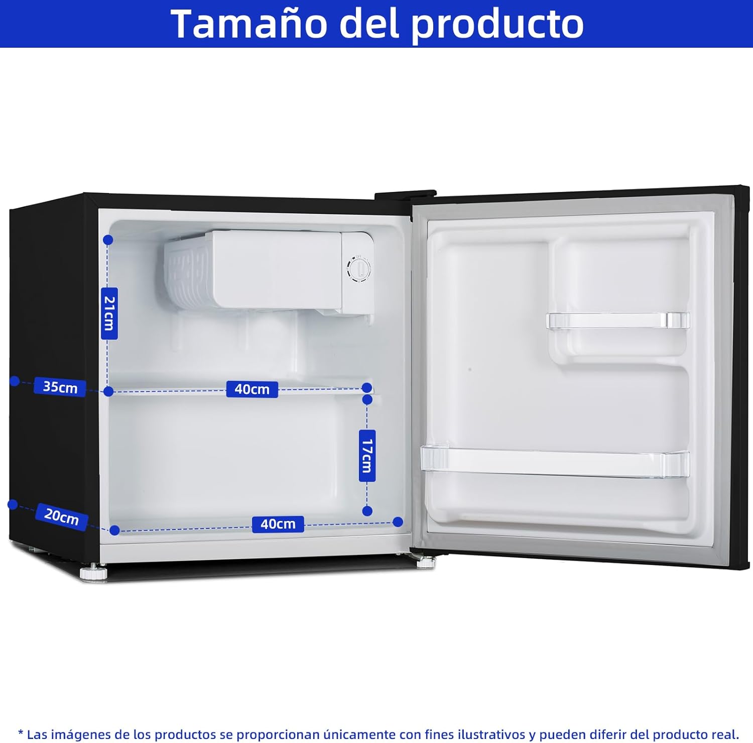 CHIQ Refrigerator Minibar Capacity 46L, Built-in Compressor, Wine Rack and Freezer Compartment, Adjustable Temperature Control, Low Noise, Reversible Door, Black