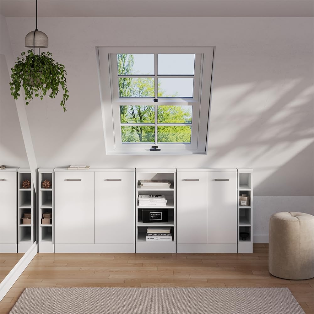 Vicco Dachschrägenschrank-Set Rion, Weiß Hochglanz/Weiß, 5er Set