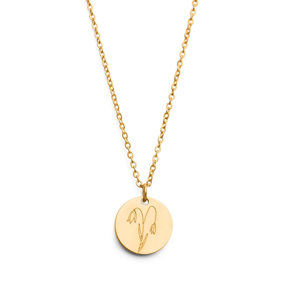 Geboortemaand Ketting - Geboortebloem RVS - Persoonlijke Ketting - Goud