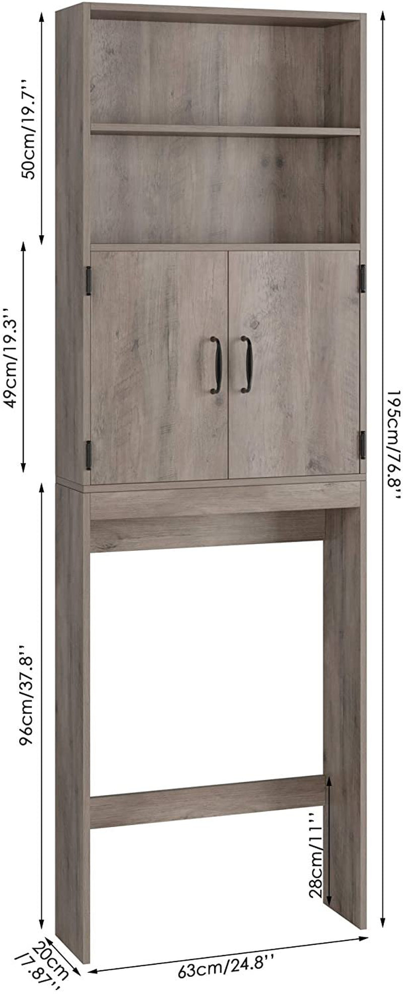 Homfa over Toilet Storage Rack, Bathroom Storage Cabinet over Toilet with 4-Tier Shelves and 2 Doors