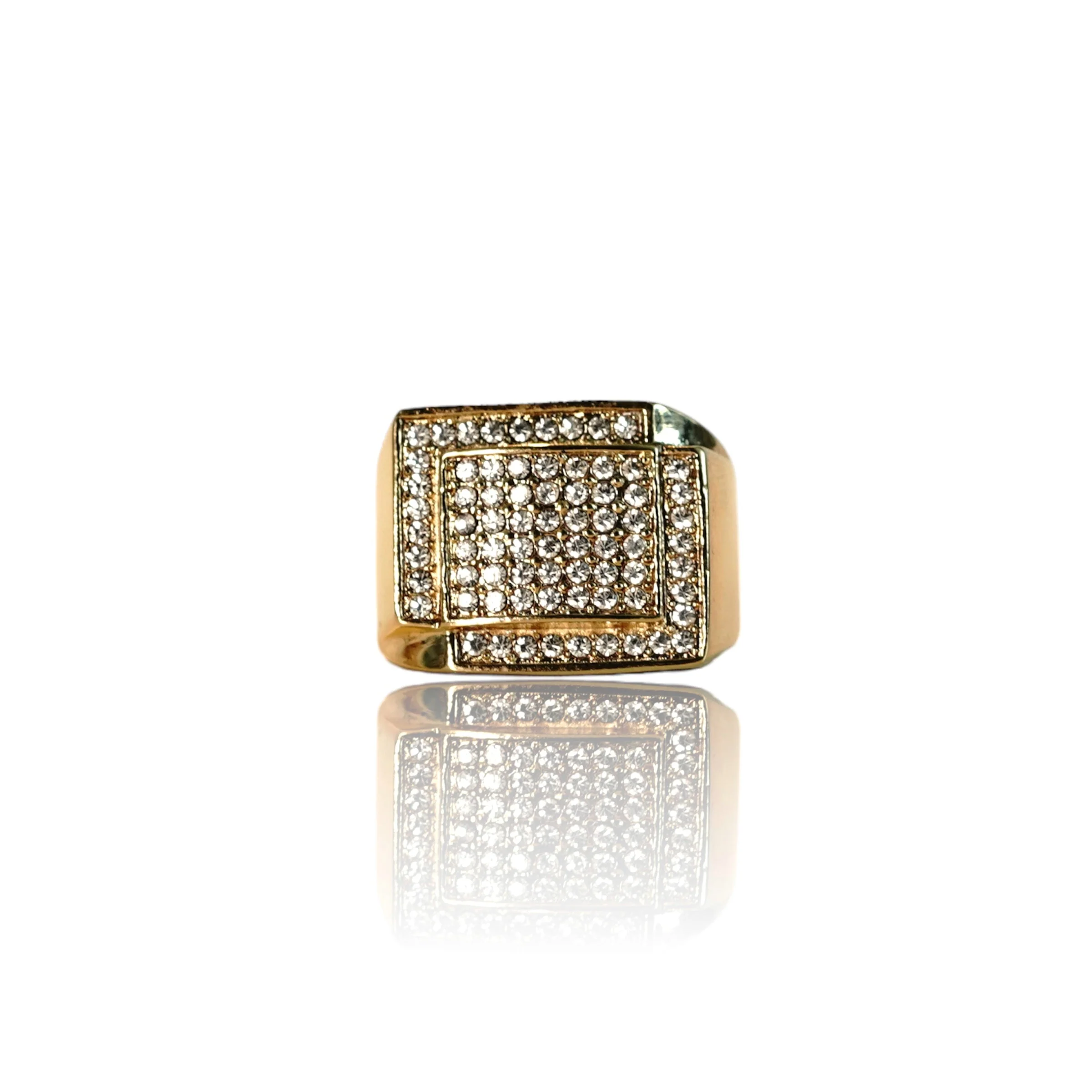 Big Daddy Iced Out Square Bling Gold Ring