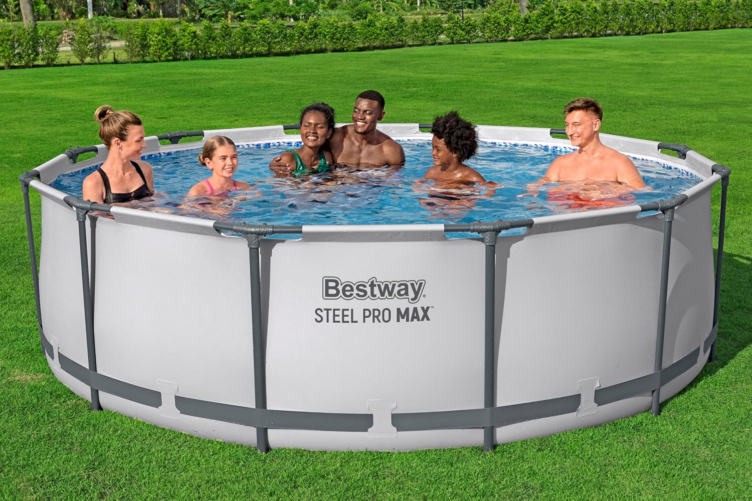 Bestway Steel Pro MAX Frame - Juego de Piscina con Bomba de Filtro (diámetro 366 x 100 cm), Color Gris Claro