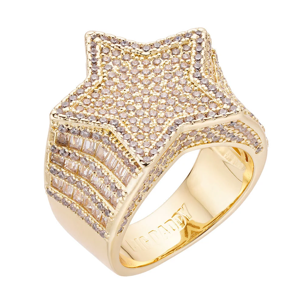 Big Daddy Big Star Baguette Iced Out Diamond Ring