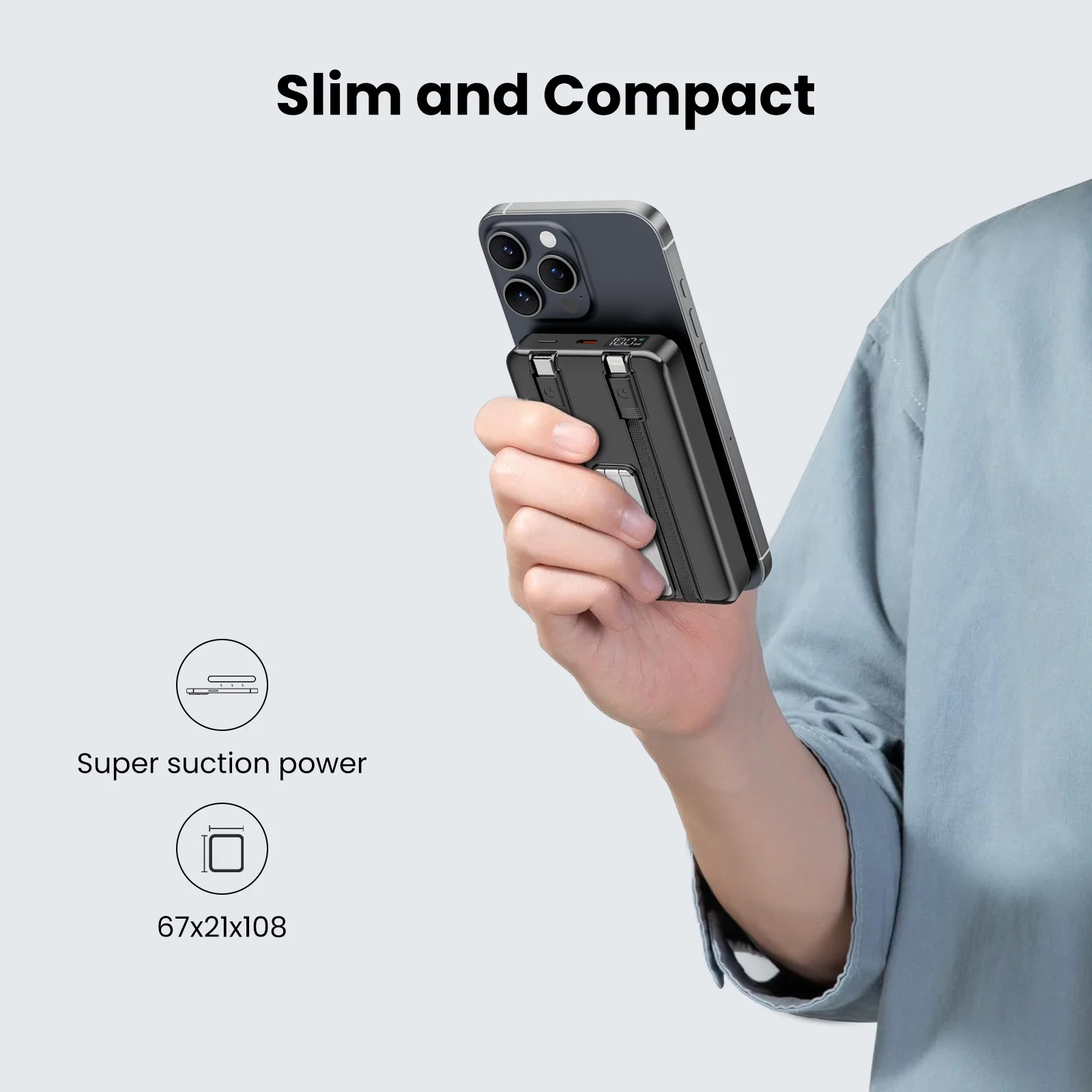 Powerbank 22,5W Schnellladeger?t mit integriertem USB-C & Lightning Kabel �C Hochwertige Powerbank mit Fast Charging & Typ-C Input