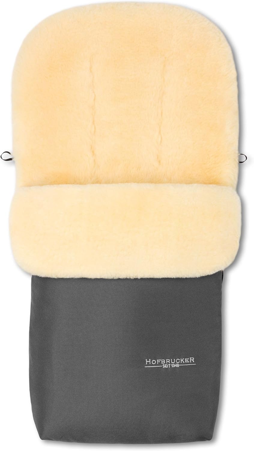 Hofbrucker Lammfell-Fußsack Putzi Kinderwagen, Buggy/Winterfußsack wind- & wasserabweisend/Warmer Fußsack Oberteil abnehmbar/echtes Lammfell/Made in Germany