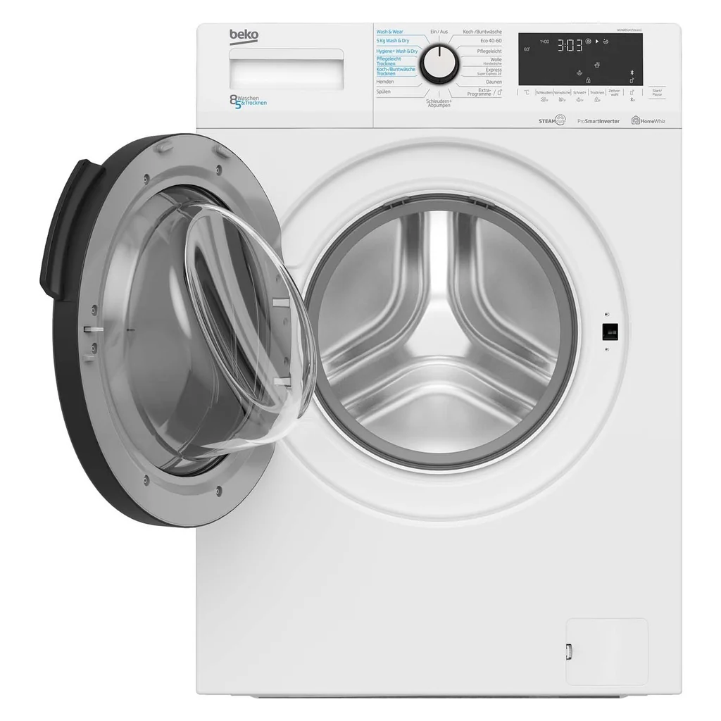 2025 Lavadora-secadora Beko WDW85141 Steam1, 1400 rpm, puerta XL, vapor, blanca