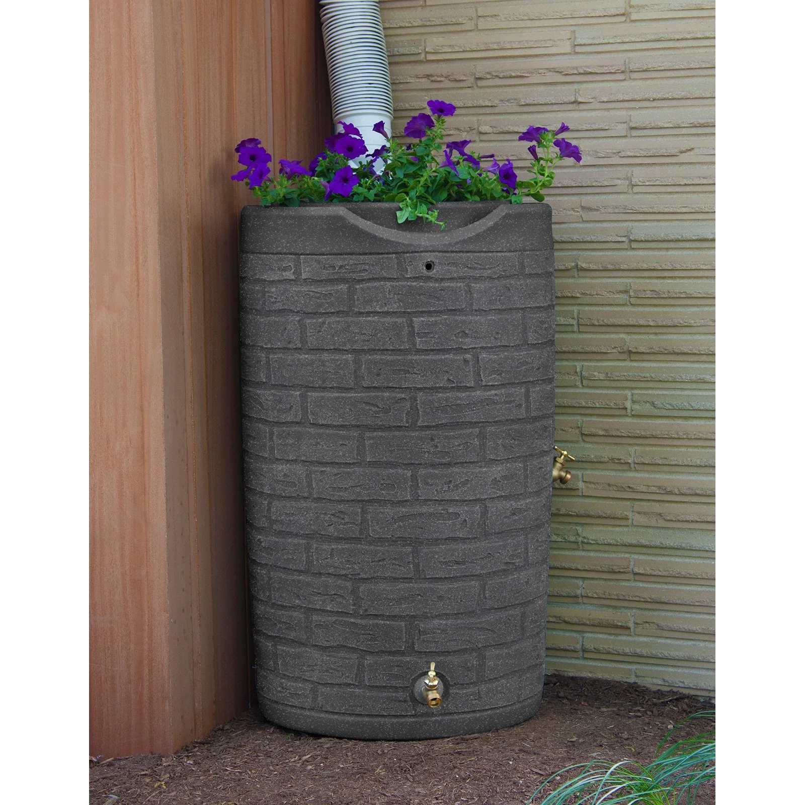 Good Ideas IMP-D50-DAR Impressions Downton Rain Saver Rain Barrel, 50 Gallon, Dark Granite