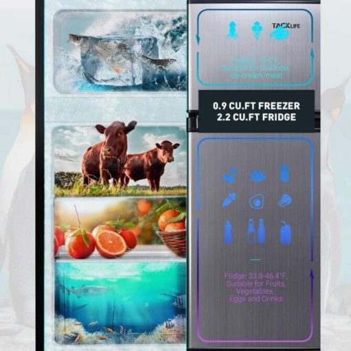 Compact 2-Door Mini Fridge with Freezer, 3.1 Cu.Ft, LED Light, Energy Efficient, Adjustable Temperature