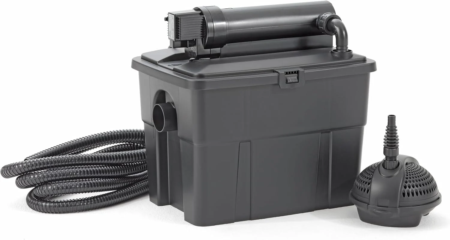 Pontec 50238 MultiClear Set 5000 - Set completo di pompa filtro e filtro a passaggio, Set filtro a passaggio, Filtro multicamera, Filtro per laghetto da giardino