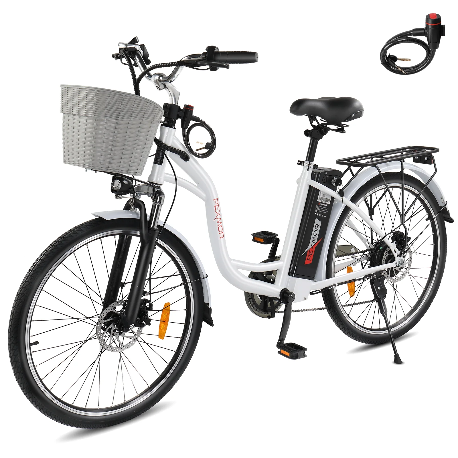 PEXMOR Electric Bike for Adults, 350W (Peak 500W) City Commuter Ebike 36V 12.5AH Removable Battery, 26