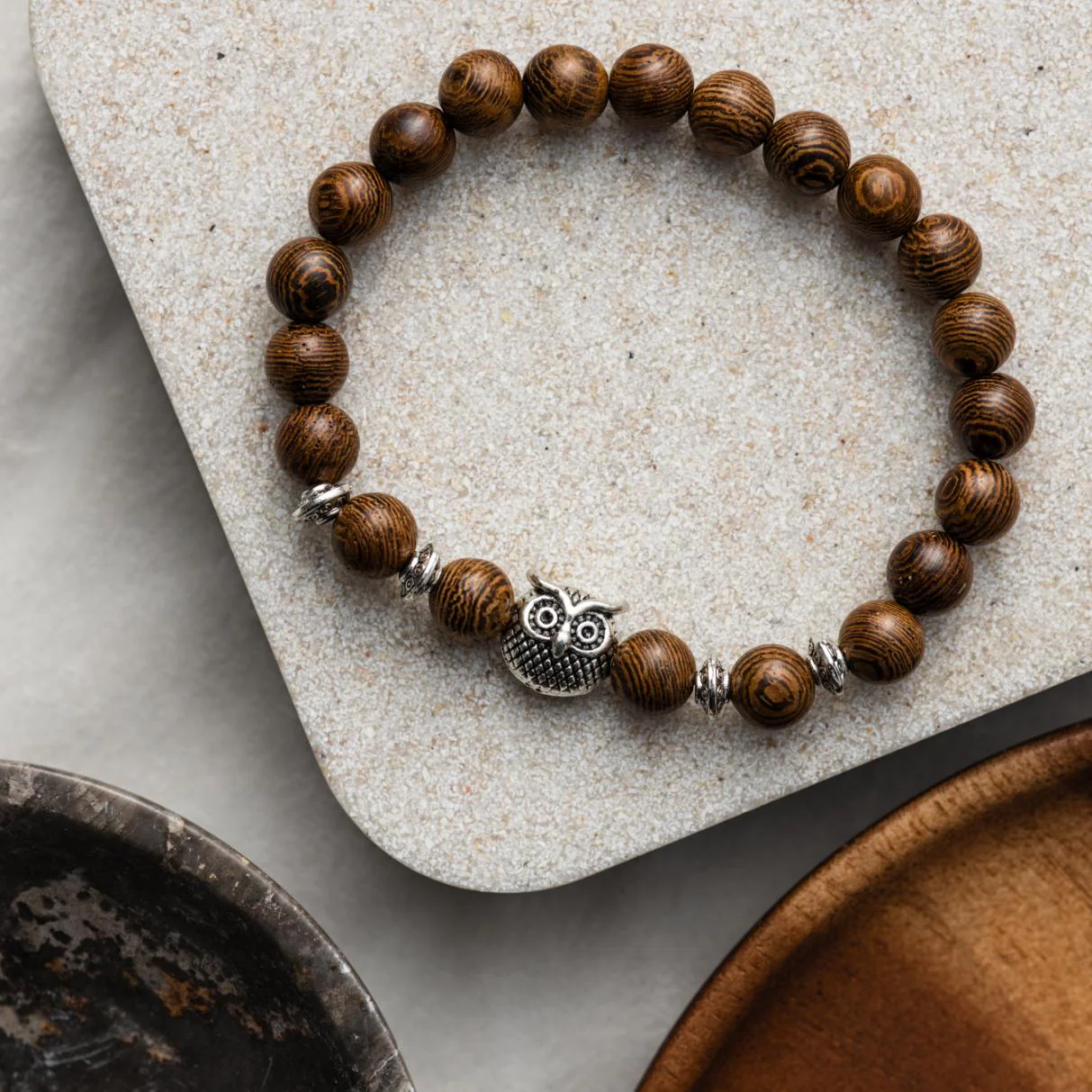 Balans Armband - Wengé Hout - Uil