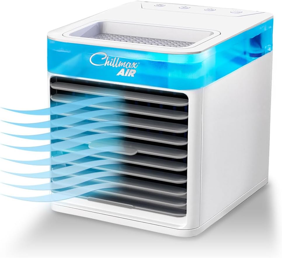 JML Air Cooler, Portable Fan and Humidifier - Chillmax Air Pure Chill 2.0, 4-Speed Settings with Dual Mist Spray Jets, Evaporative Hydro-Chill Filter, Easy Clean Alternative Air Conditioning Unit