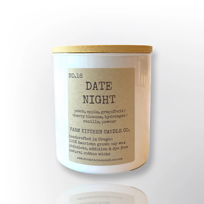 Date Night Soy Candle | White Jar | 8 oz. Farm Kitchen Candle Co.