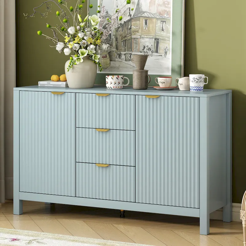 Modern Sideboard Cabinet with Storage Drawers Doors and Adjustable Shelves
