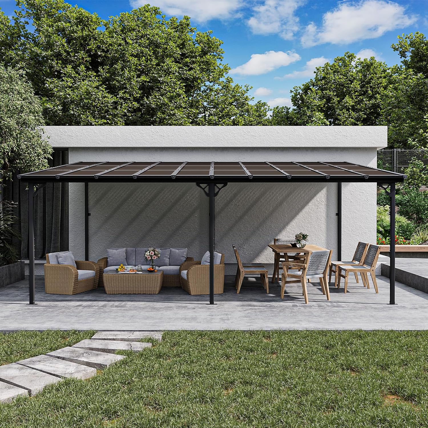 Polycarbonate Wall Mounted Lean To Gazebo
