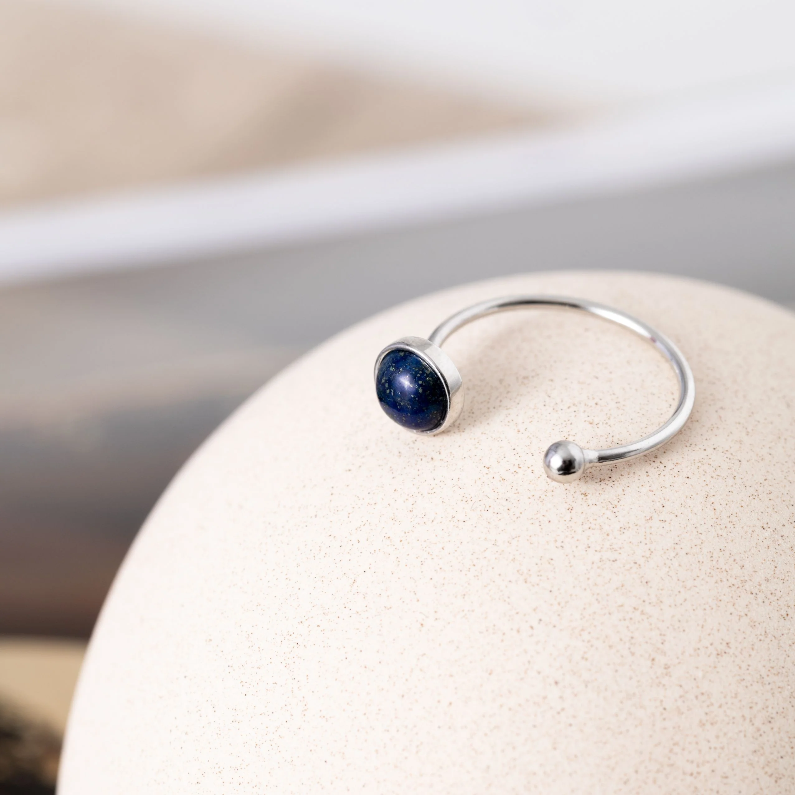 Lapis Lazuli Ring - 925 Sterling Zilver - Open Edelsteen Ring - Creativiteit