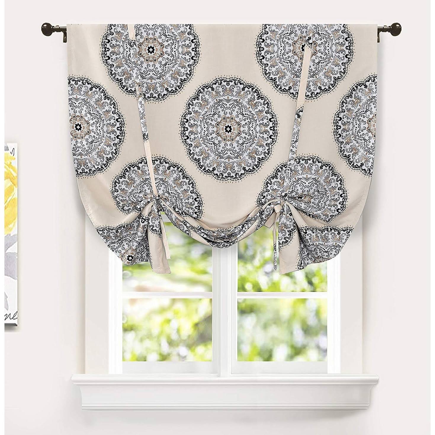 DriftAway Emma Tie Up Curtain Medallion Pattern Lined Thermal Insulated Energy S