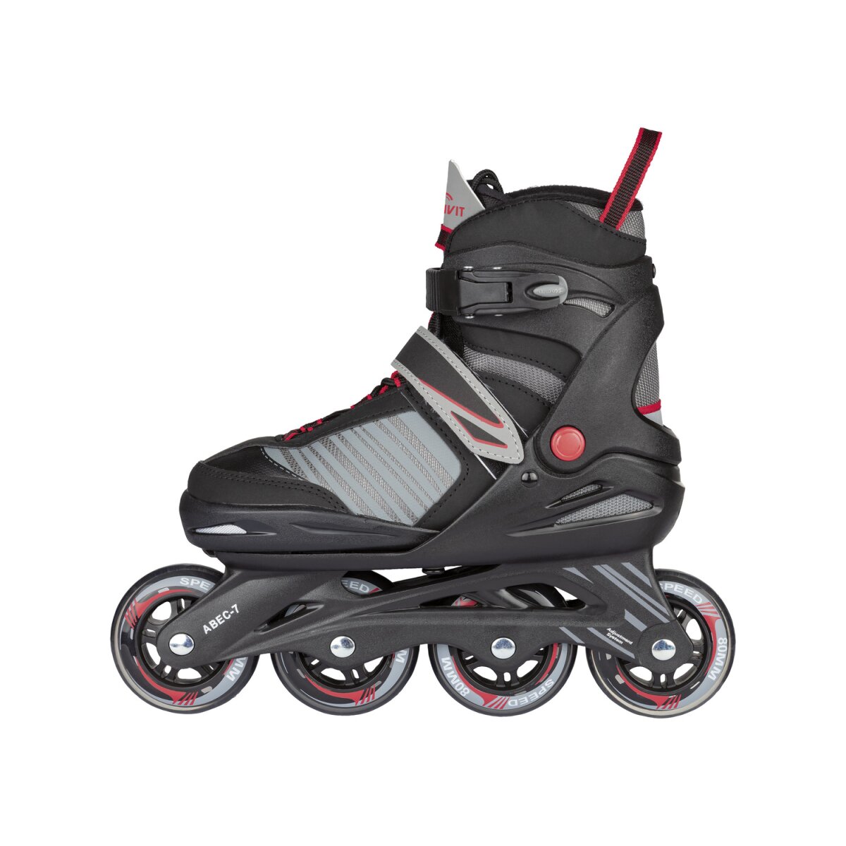 CRIVIT Inlineskates, patentierte Weiten- und Längeneinstellung (Schwarz/Rot) - B-Ware sehr gut
