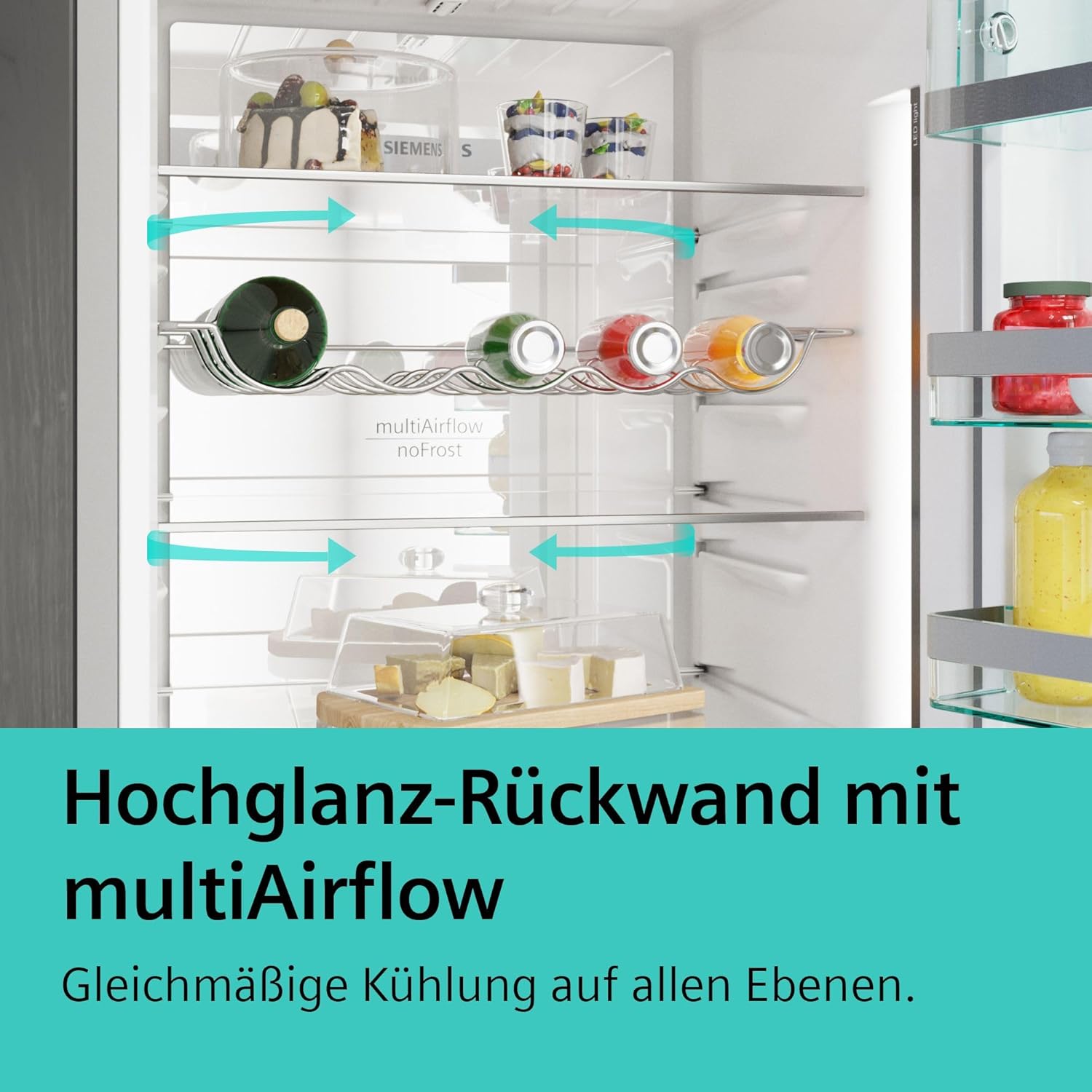 Siemens KG36N2IBF iQ300 Kühl-Gefrier-Kombination, 186 x 60 cm, 218 L Kühlen + 103 L Gefrieren, noFrost-nie wieder abtauen, hyperFresh 0 Grad, superCooling - frische Lebensmittel schnell herunterkühlen