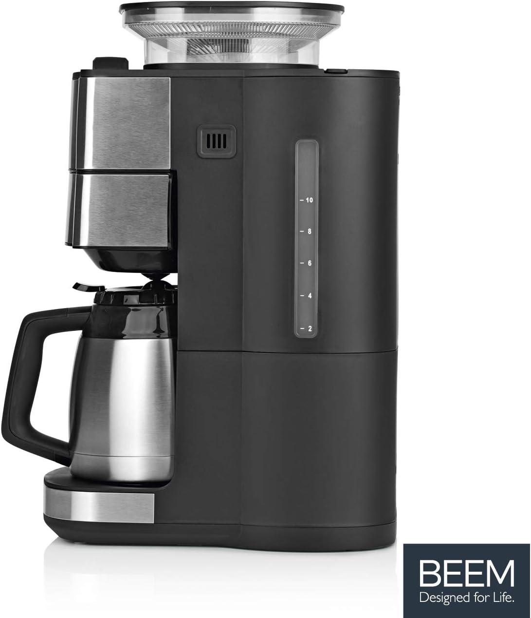 BEEM FRESH-AROMA-PERFECT II Filterkaffeemaschine mit Mahlwerk - Thermo | Edelstahl | Thermokanne | 24h-Timer | 1000 W | 180 g Bohnenbehälter