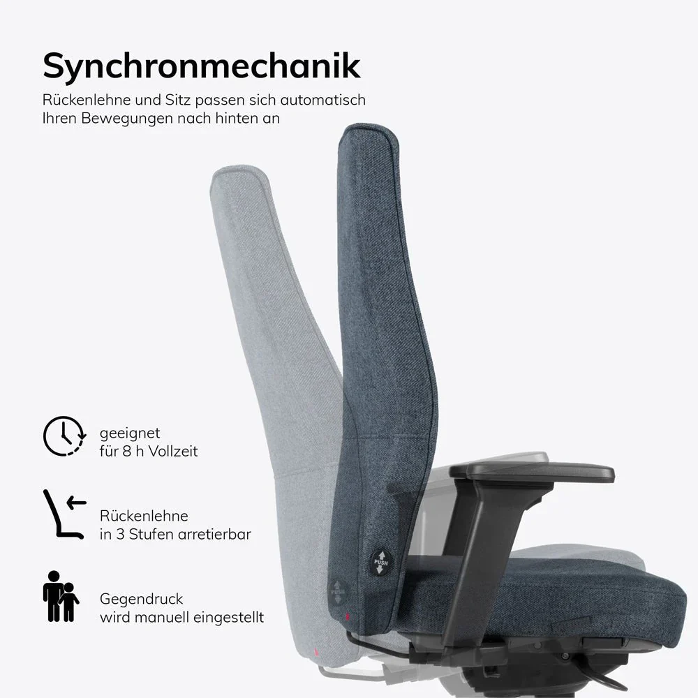 2025 Silla de Oficina Ergonómica lento Genesis | Reposabrazos | Asiento Deslizante | Soporte Lumbar | Tapizado de Lana