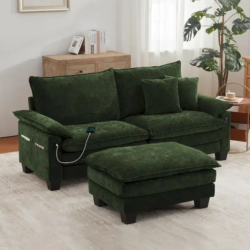 Modular Sectional Sofa, Comfy Cloud Couch Sectional Sofa with Ottoman, Deep Seat Sofa Sleeper for Living Room