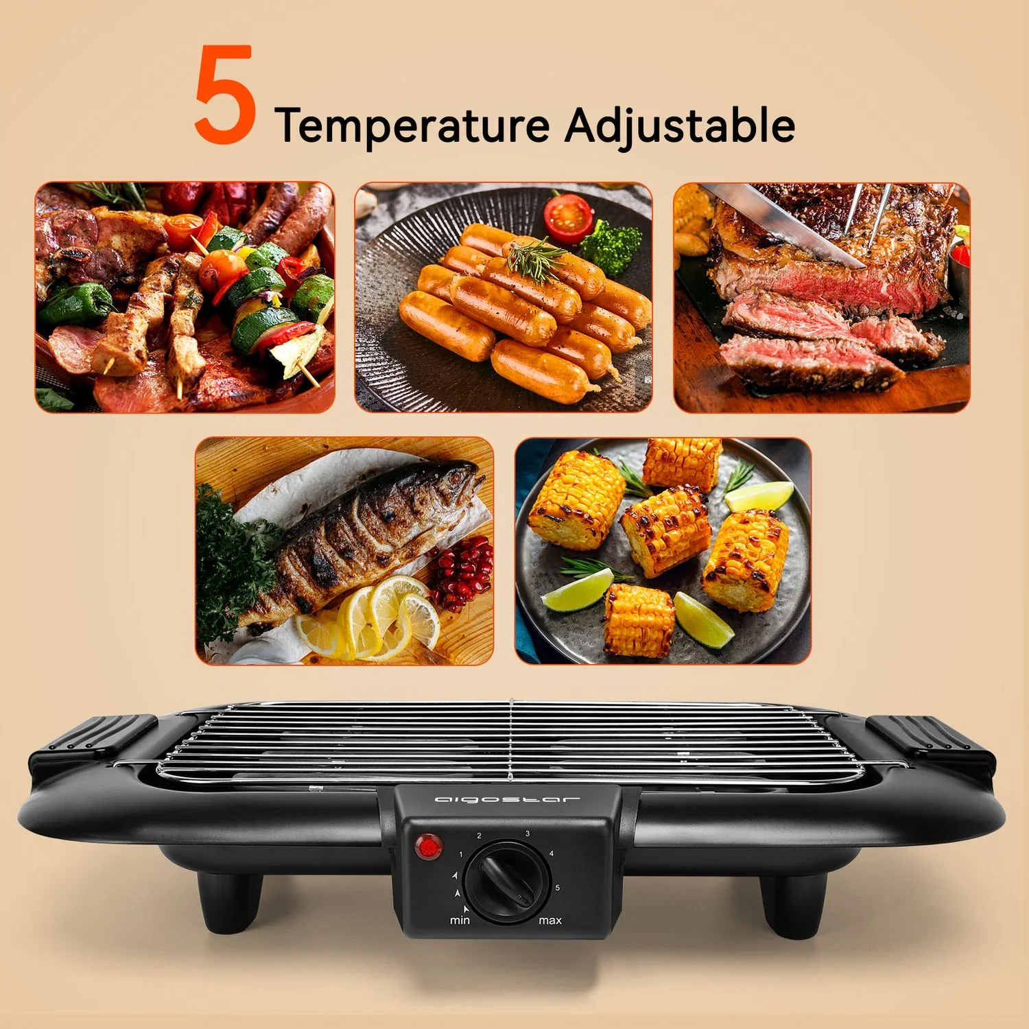 Barbacoa Grill Eléctrico Sin Humo, 2000w, 812196