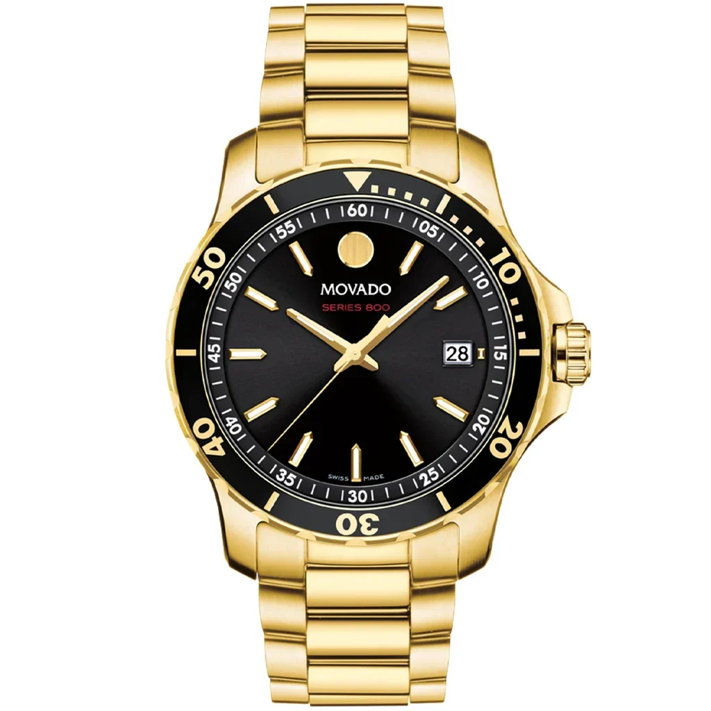Movado Series 800 Swiss Chronograph Performance Gold Tone Watch 2600145
