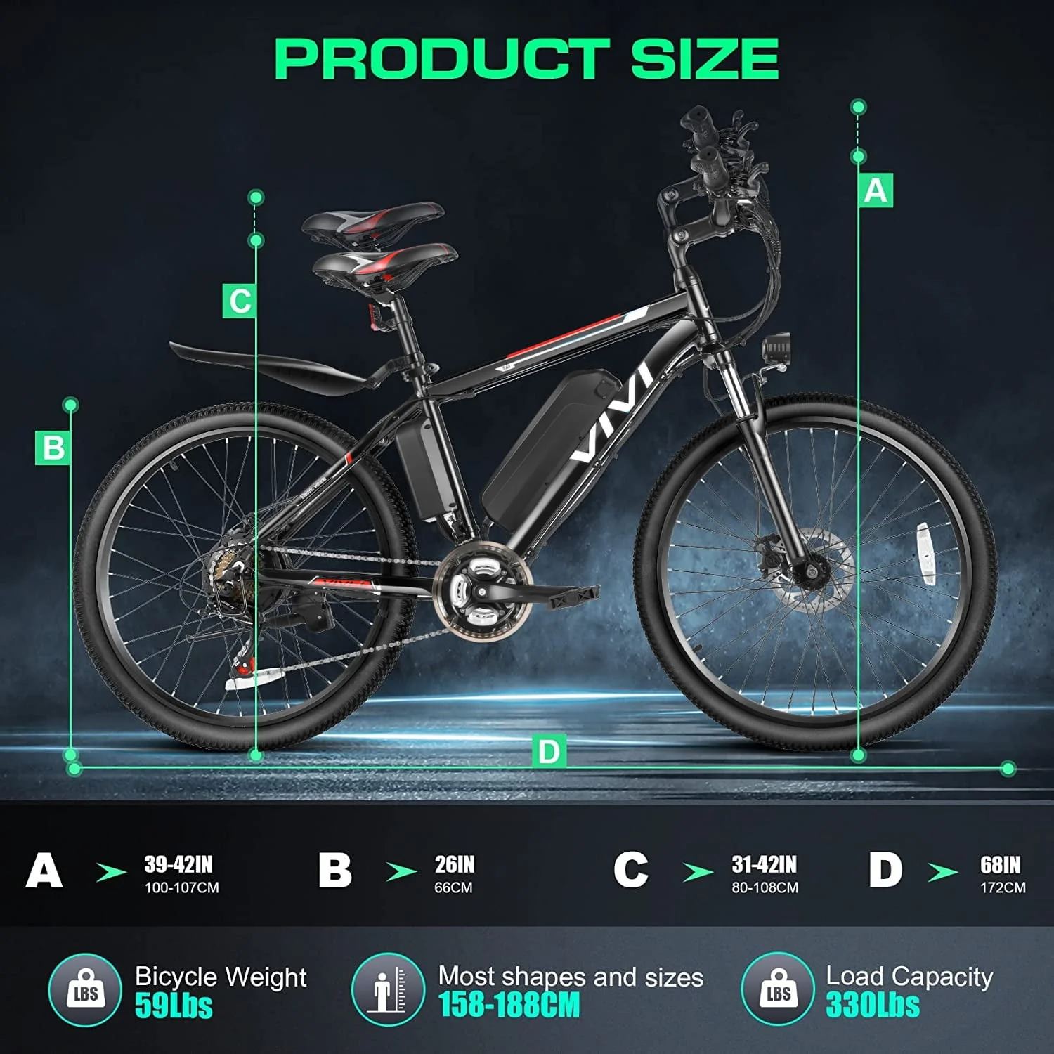 Vivi Electric Bike for Adults 26