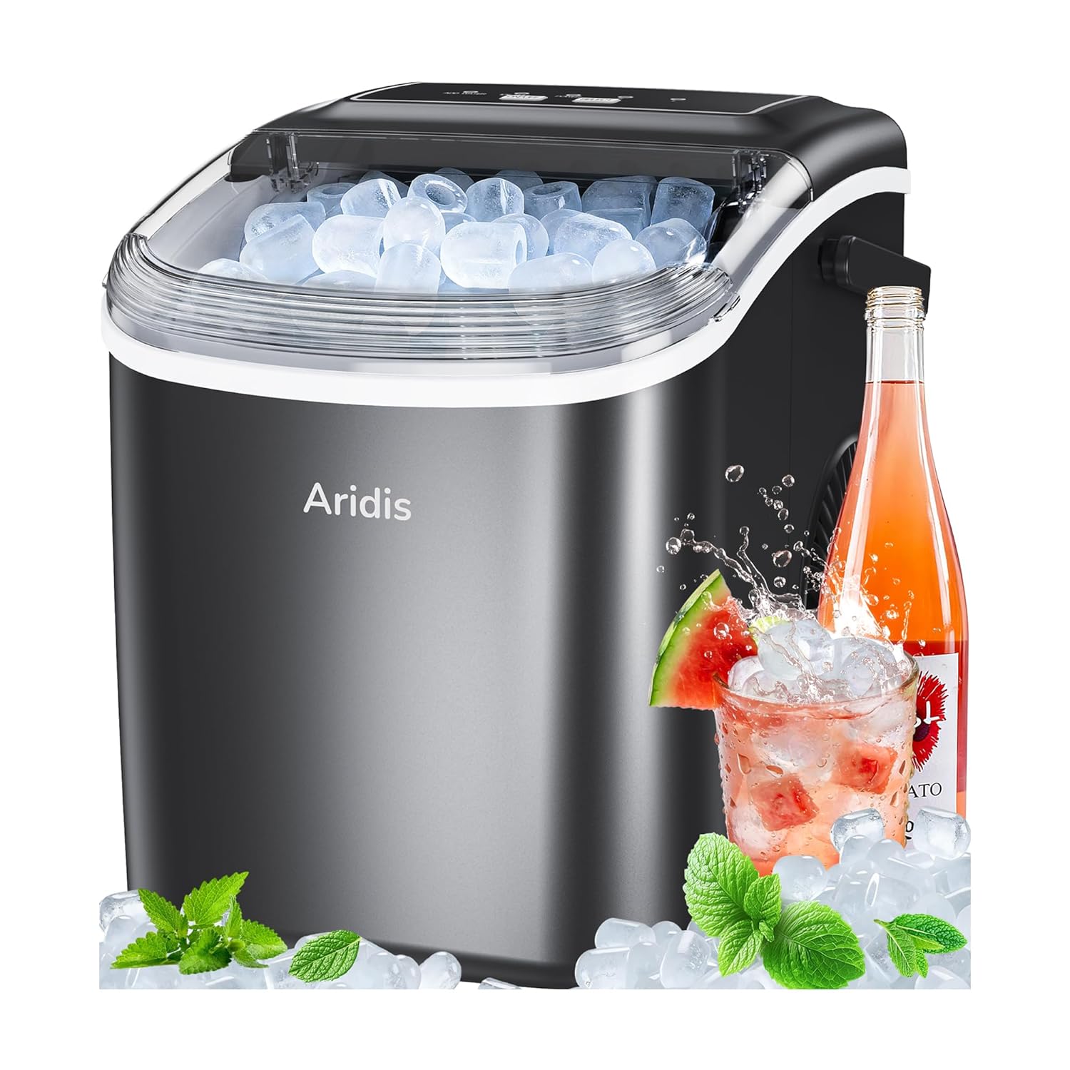 Eiswürfelmaschine Kleine 9 Eiswürfel in 6 Min,12kg/Tag - Selbstreinigende Eiswürfelmaschine, 2 Eiswürfel Größen,mit Eisschaufel, Eiswürfelbereiter Ice cube maker Ideal für Küche