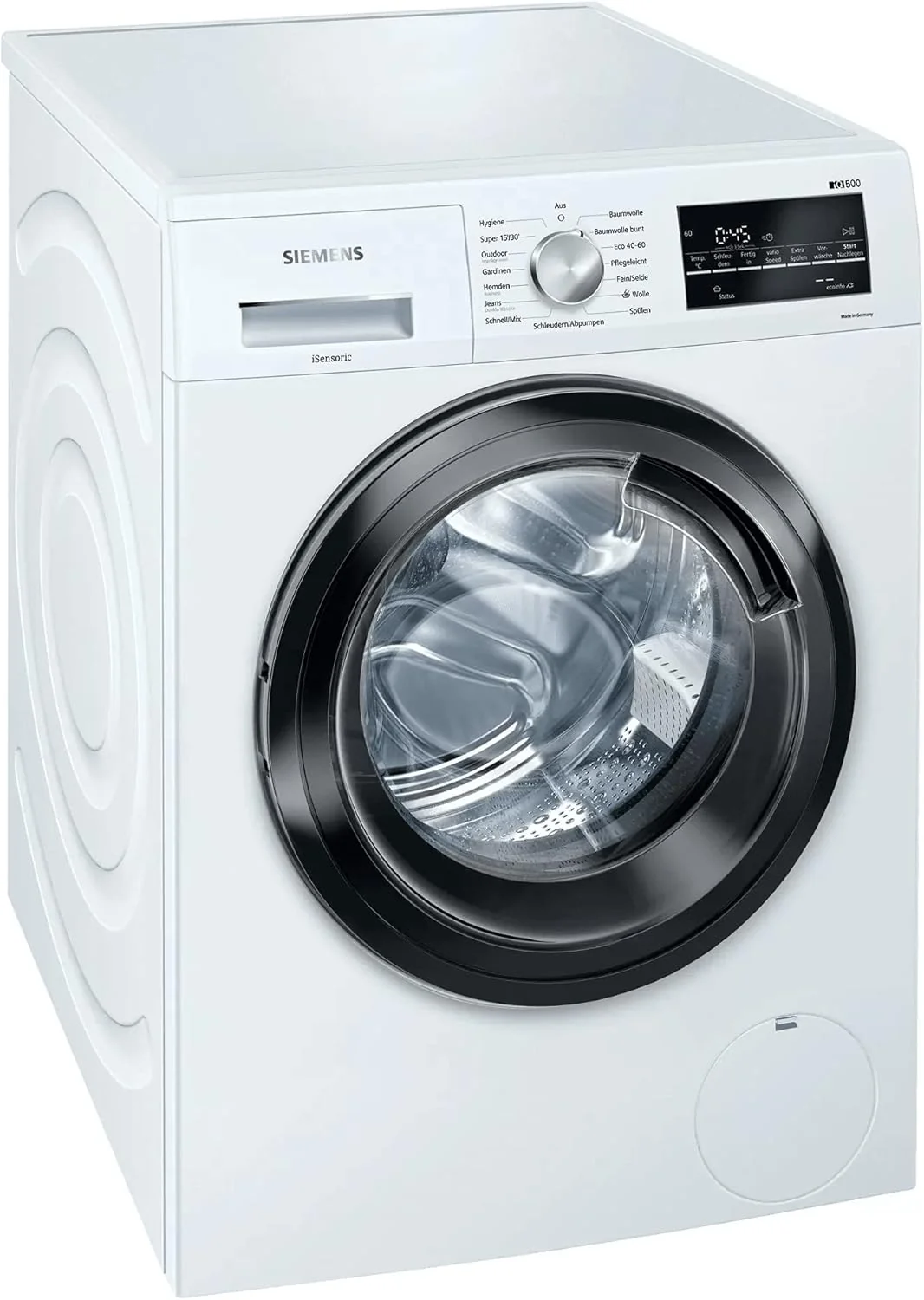 2026 Siemens WM14G400 iQ500 Waschmaschine / 8kg / C / 1400 U/min/Outdoor Programm/varioSpeed Funktion/Nachlegefunktion/aquaStop, Wei/Schwarz