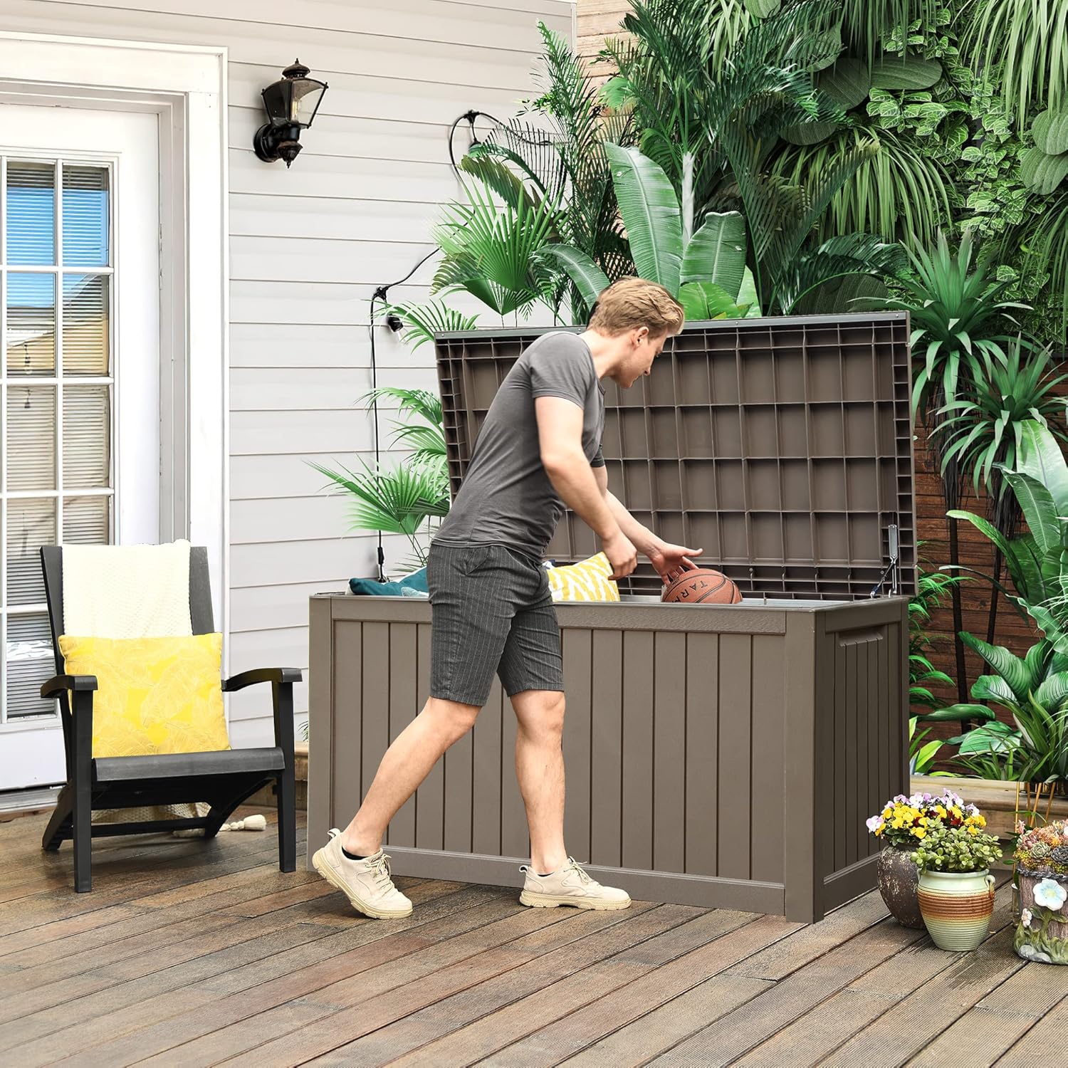 YITAHOME XXL 230 Gallon Large Outdoor Storage Deck Box for Patio Furniture, Outdoor Cushions, Garden Tools, Lockable, Grayish-White