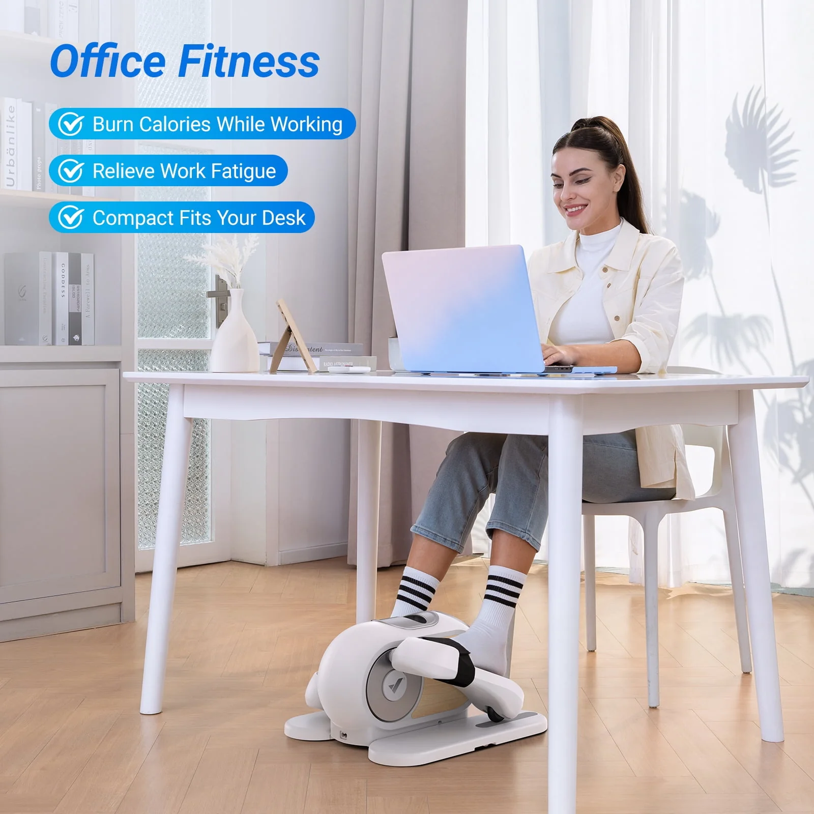 MERACH Under Desk Elliptical Machine for Seniors Home Office Leg Exerciser with 12 Adjustable Speed Quiet & Portable Seated Pedal Exerciser with Remote Control & Non-Slip Pad