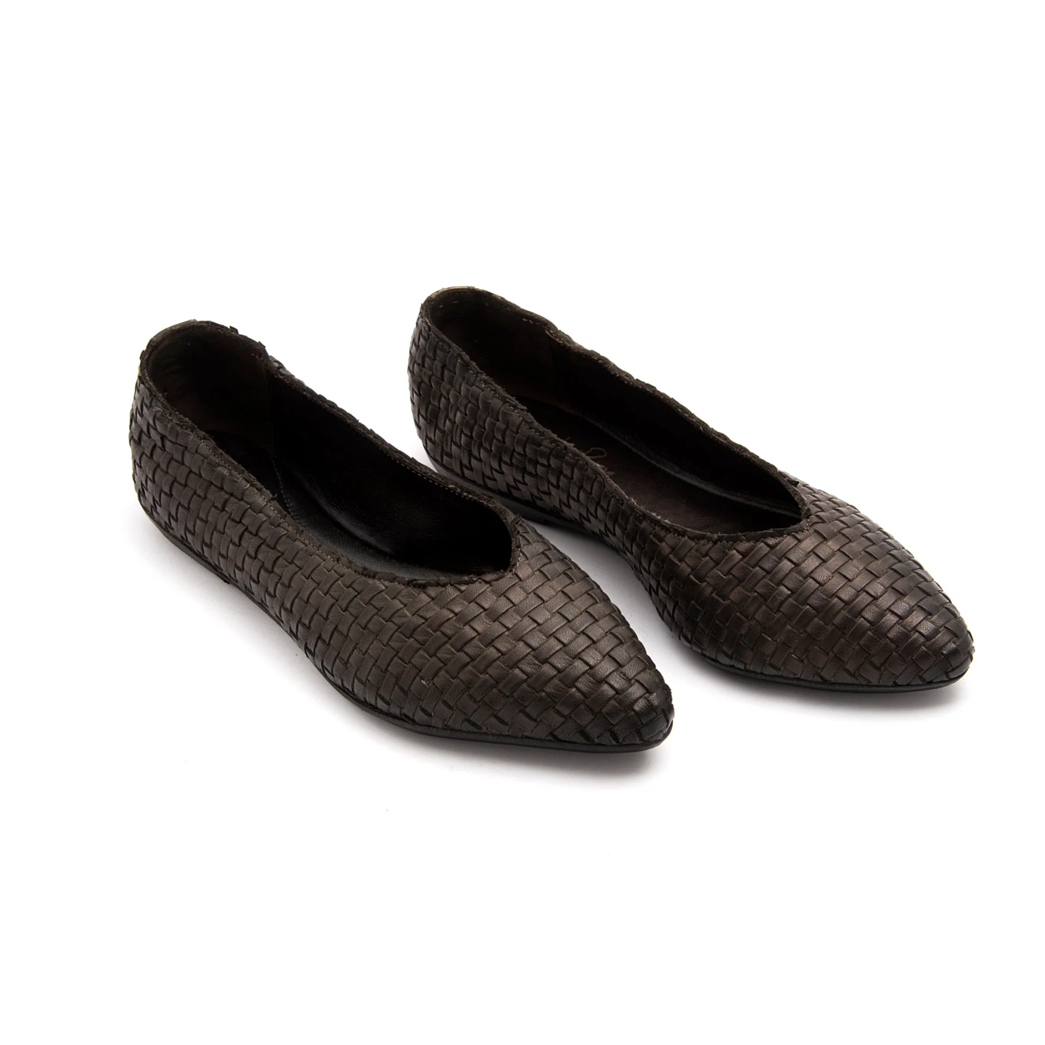 Ballerina Soshu intrecciato tinto dark grey
