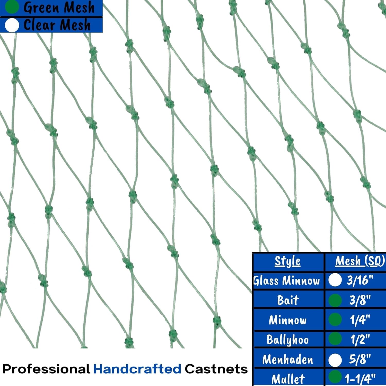 Bait Buster 5FT Radius Cast Net, Green, 3/8′′ Sq. Mesh, 100 LB Braille Lines, Fishing