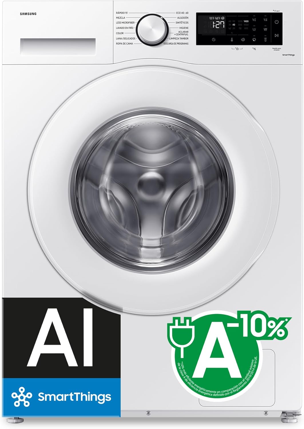 SAMSUNG WW90CGC04DTEEC - Lavadora 9KG - AI EcoBubble™ con SmartThings e Inteligencia Artificial, clase A, color blanco [Clase de eficiencia energética A]