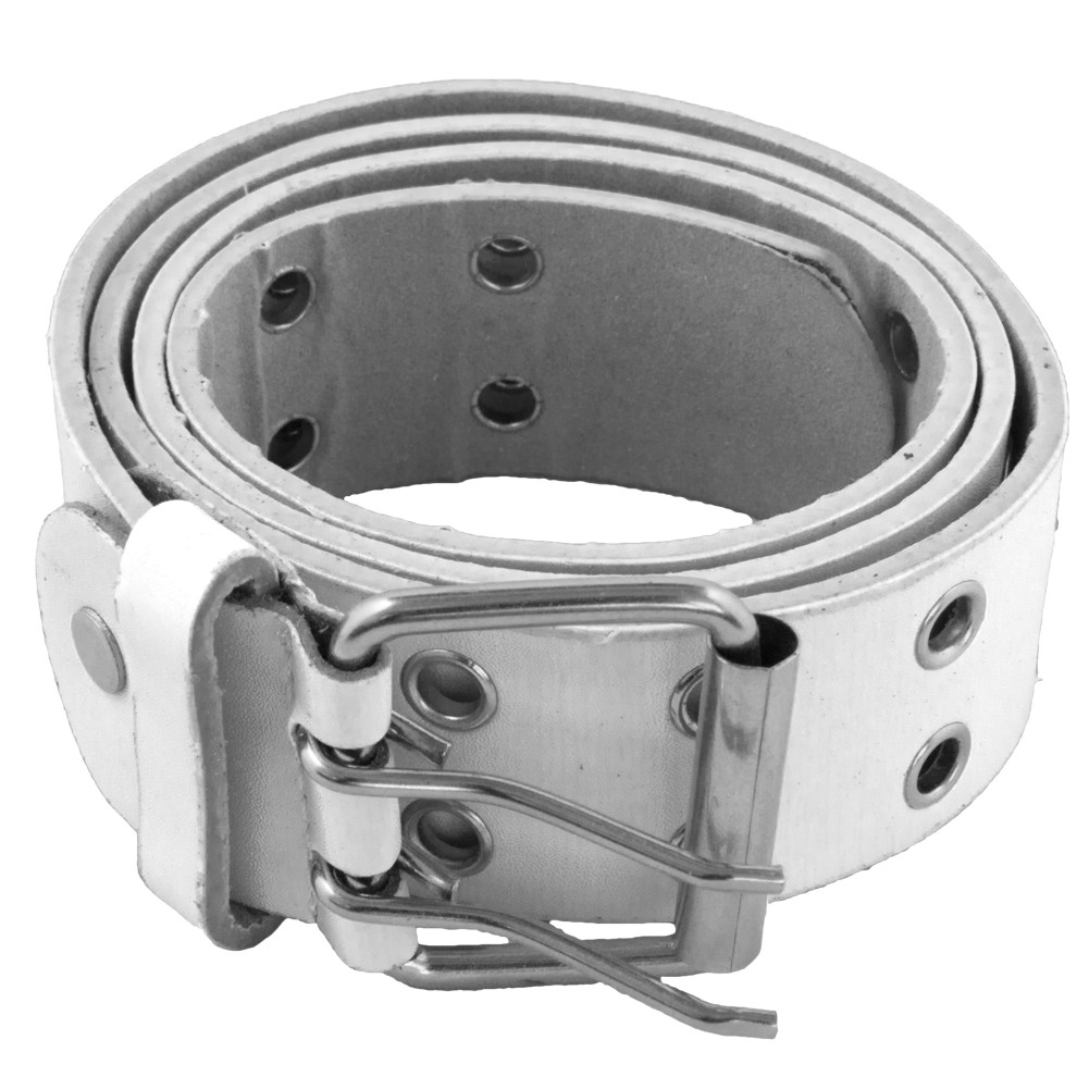 Punk Belts Two Rows Metal Holes White Mix Sizes 12 PACK 2452A