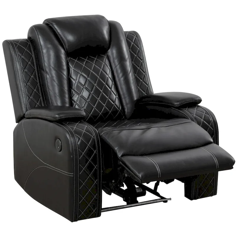 Modern 3-Piece Leather Recliner Sofa Set with LED, Wireless Charging