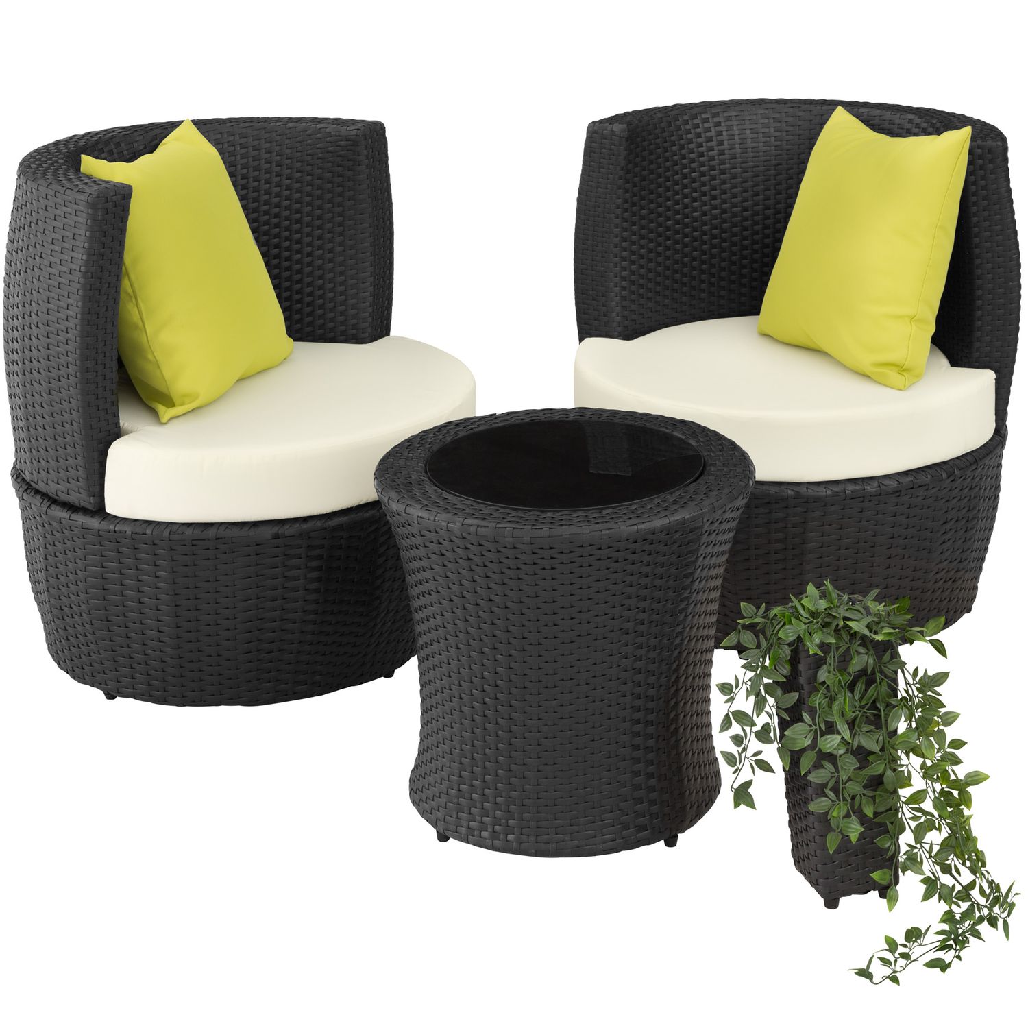 Conjunto De Ratán Y Aluminio Nizza - Negro