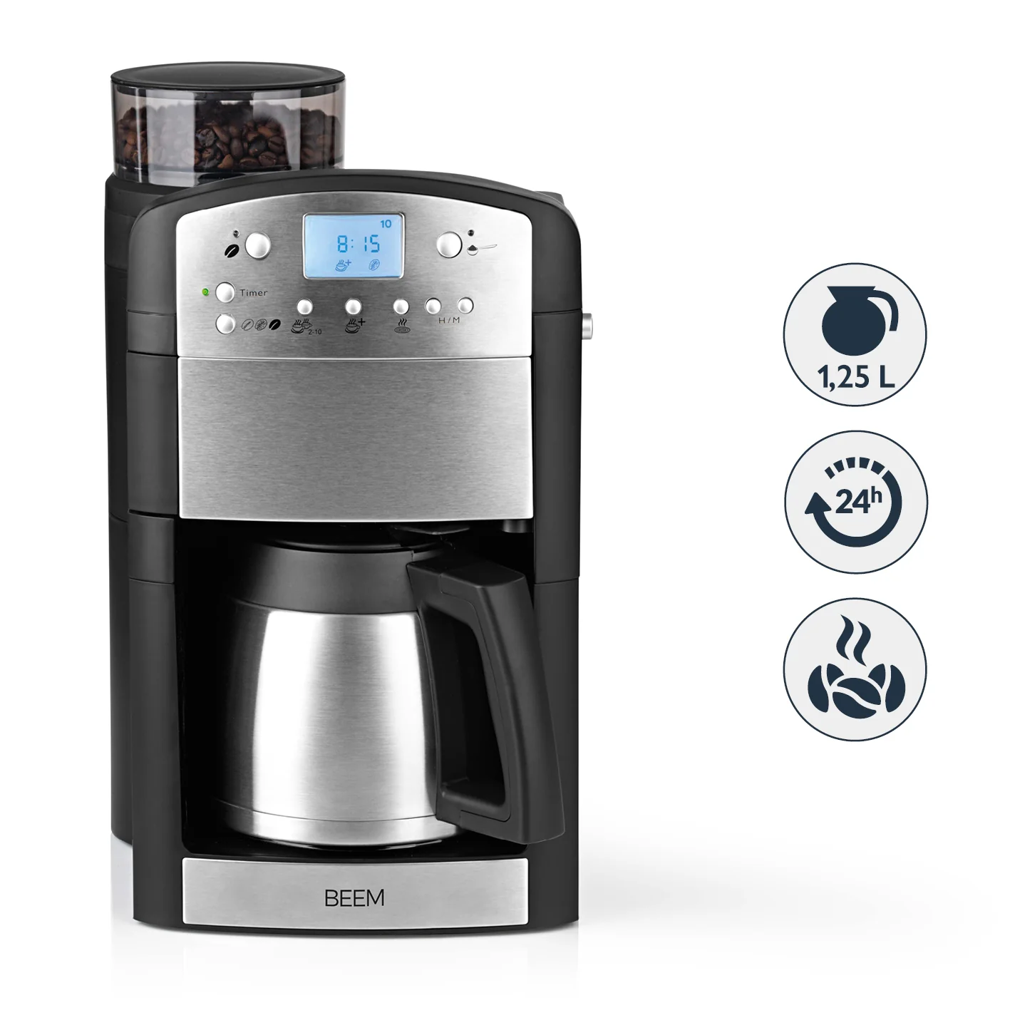 2025 FRESH-AROMA-PERFECT – Cafetera de filtro con molinillo integrado y jarra isotérmica