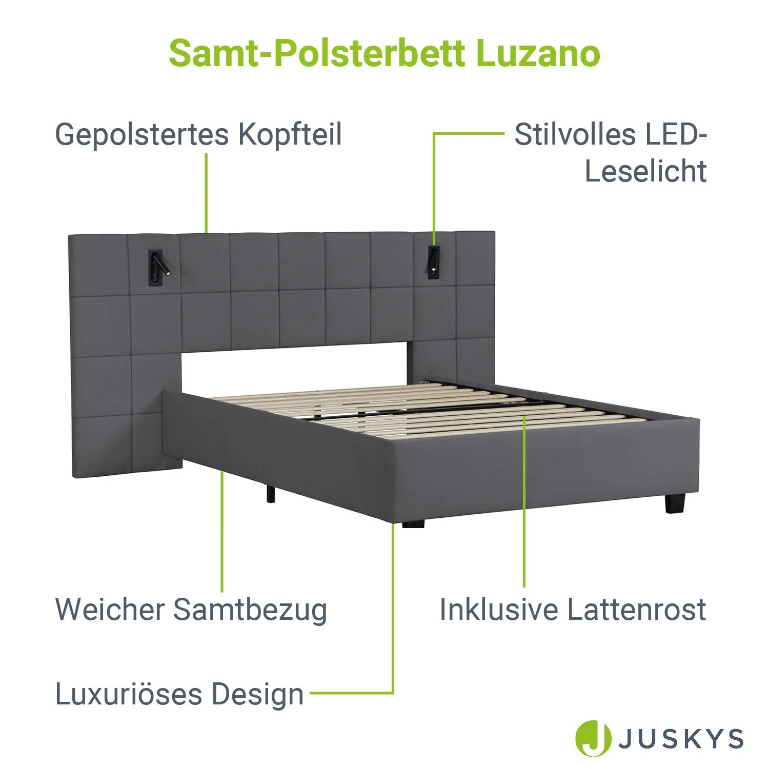 2025 Cama tapizada en terciopelo Luzano