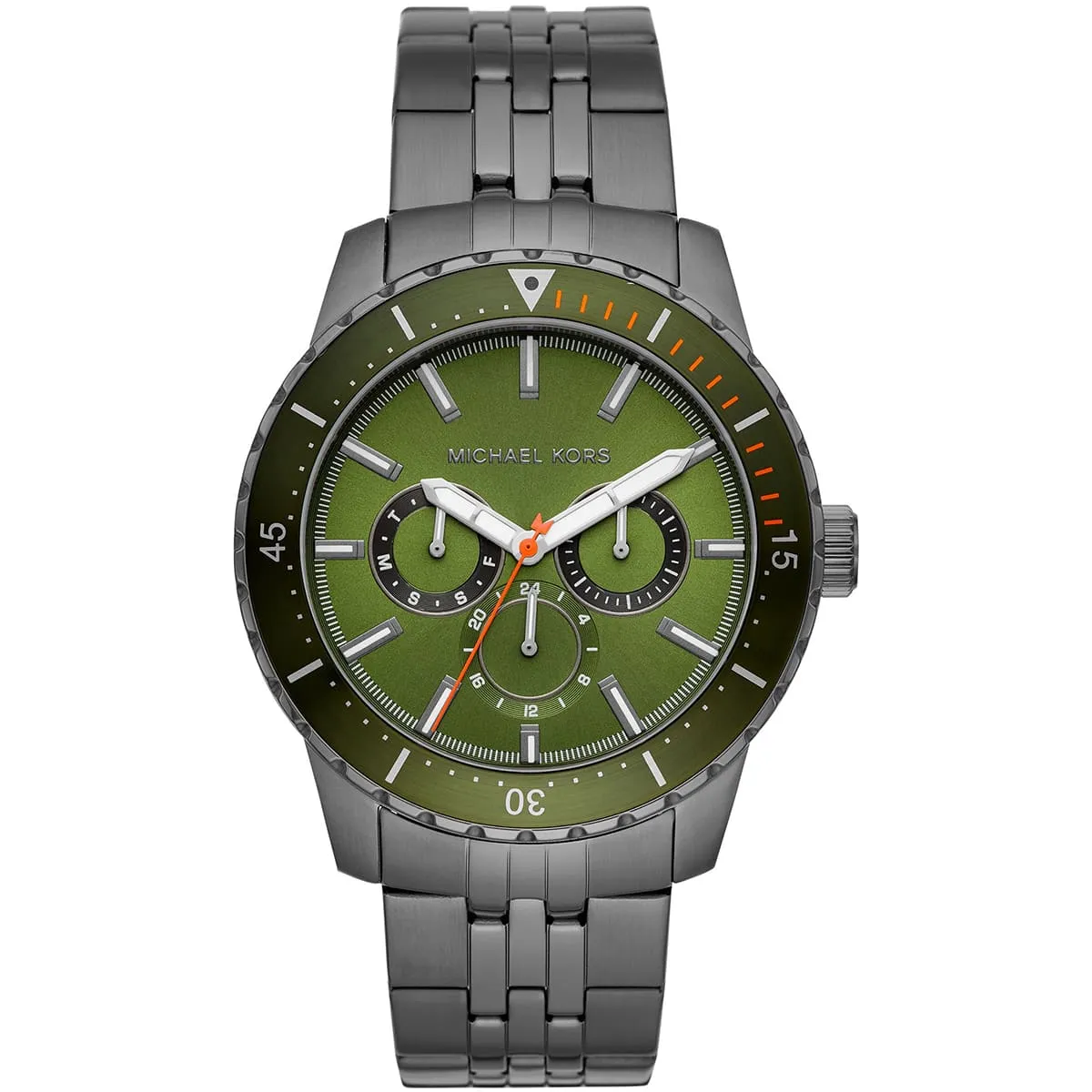 Michael Kors Cunningham Multifunction Olive Green Dial Gunmetal Men's Watch - MK7158